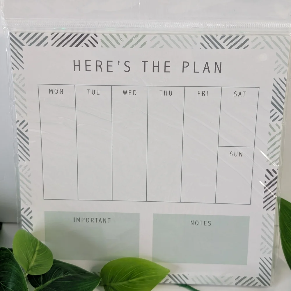 Weekly Planner Whiteboard with Green Accents